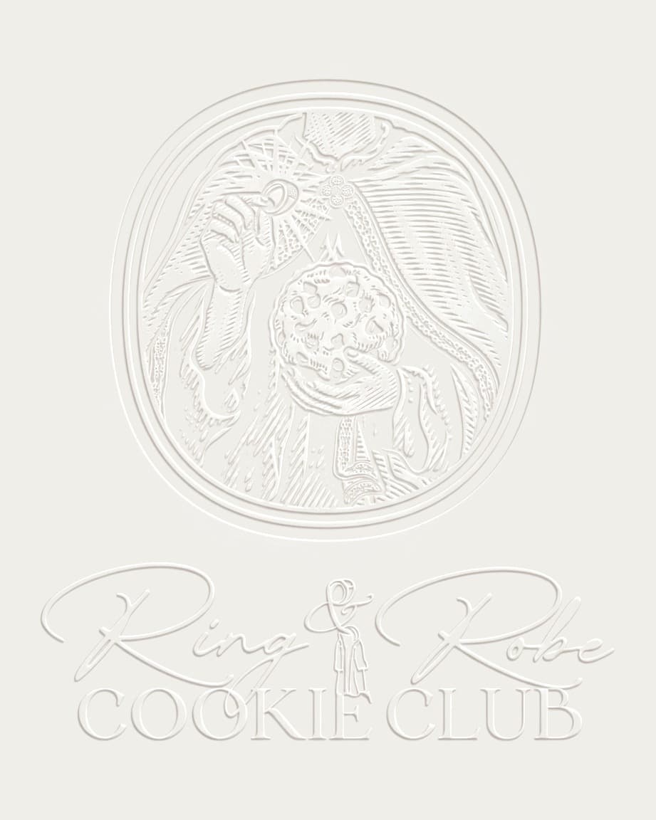 The Ring & Robe Cookie Club mark embossed on cloud dancer paper